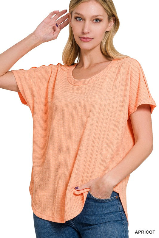 MELANGE BABY WAFFLE SHORT SLEEVE TOP