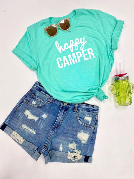 Happy Camper Words Crewneck Tee