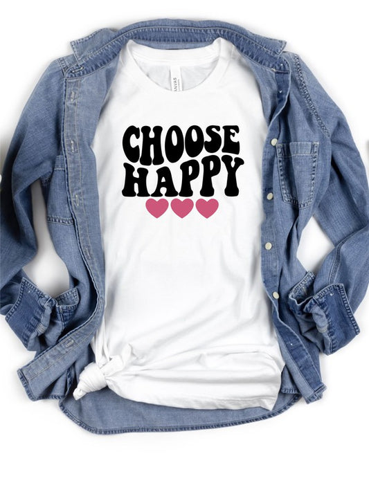 Choose Happy with Hearts Graphic Tee