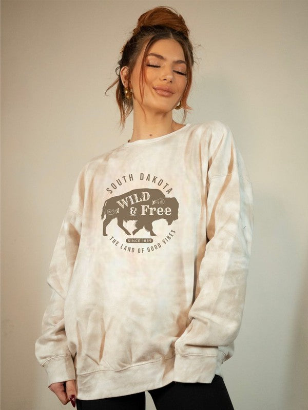 South Dakota Good Vibes Tan Tie Dye Sweatshirt