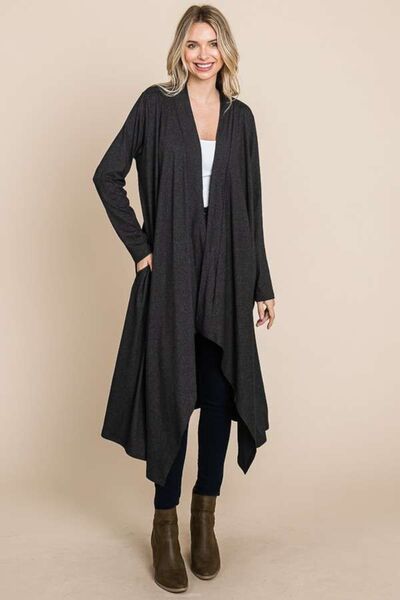 Open Front Longline Cover Up/Cardigan with Pockets