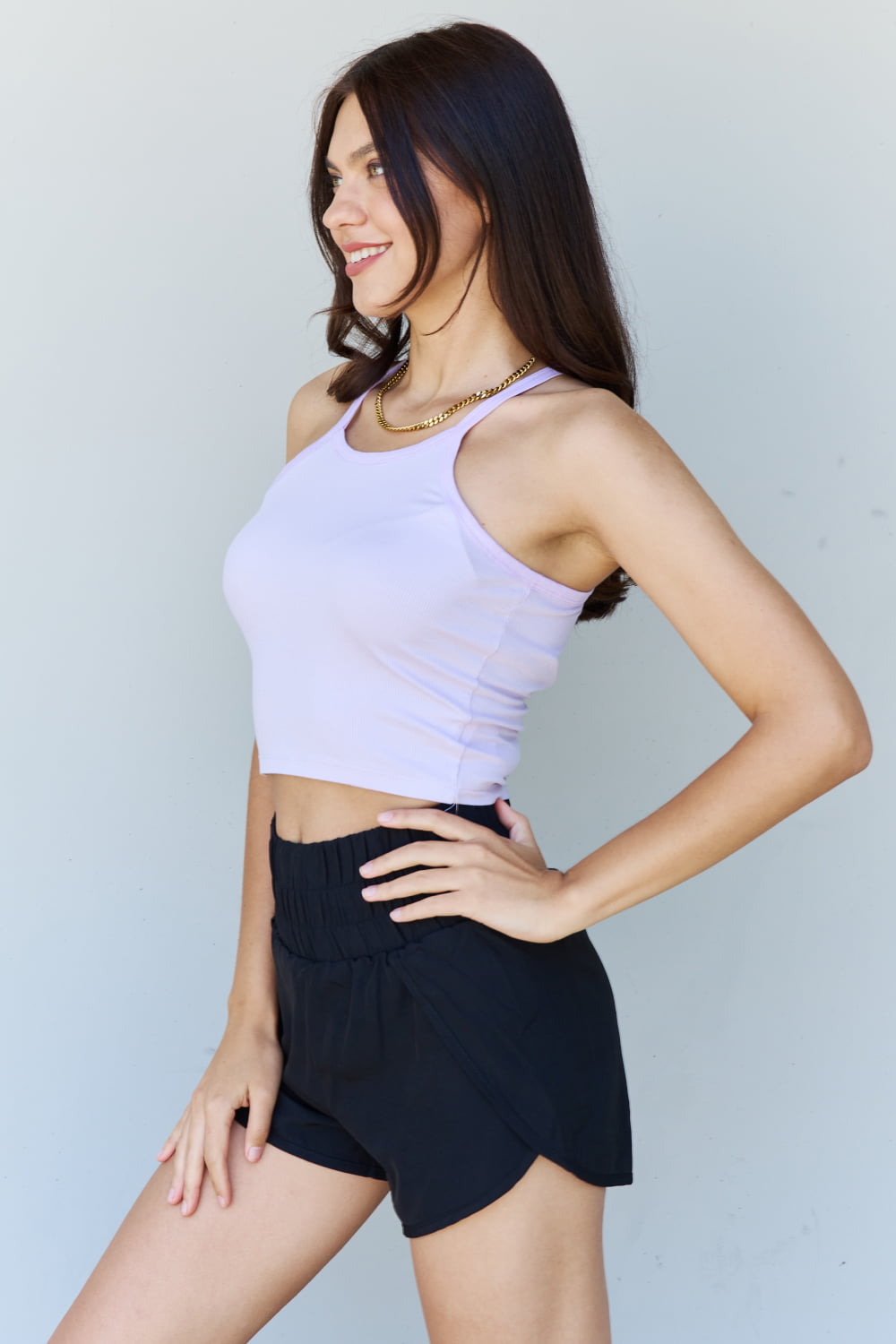 Everyday Staple Soft Modal Short Strap Ribbed Tank Top in Lavender