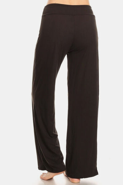 High Waist Drawstring Wide Leg Pants