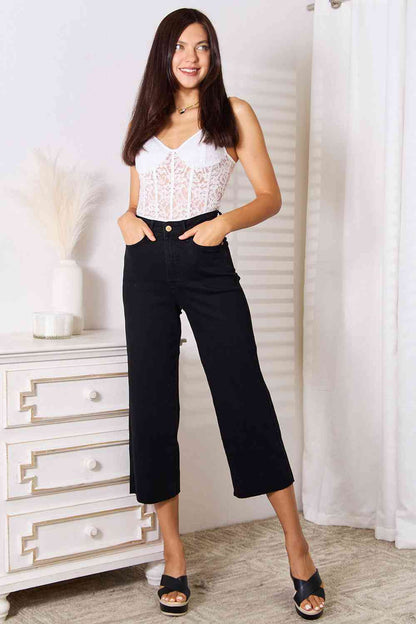 Judy Blue High Waist Wide Leg Cropped Jeans