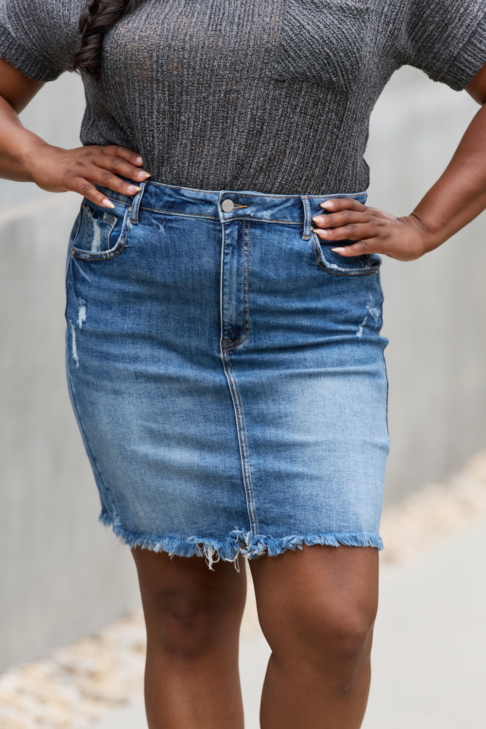 Risen Denim Mini Skirt