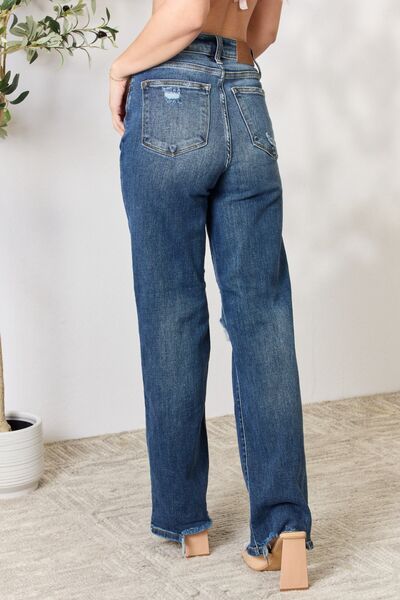 Judy Blue High Waist 90's Distressed Straight Jeans