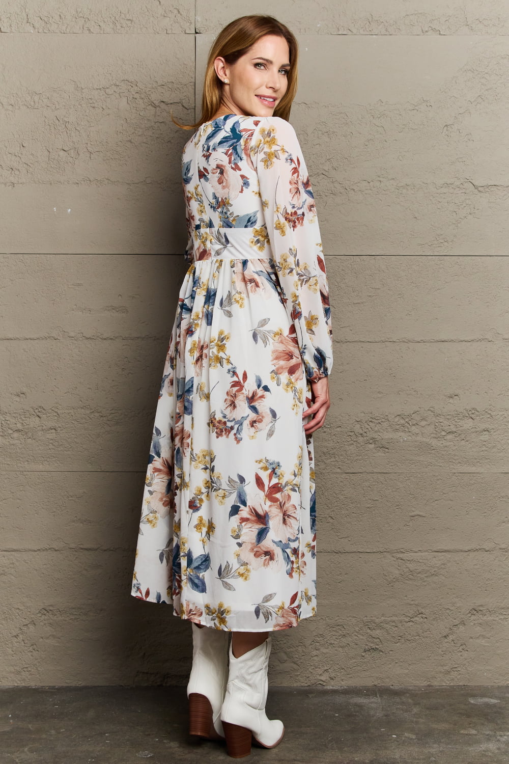 Good Day Chiffon Floral Midi Dress