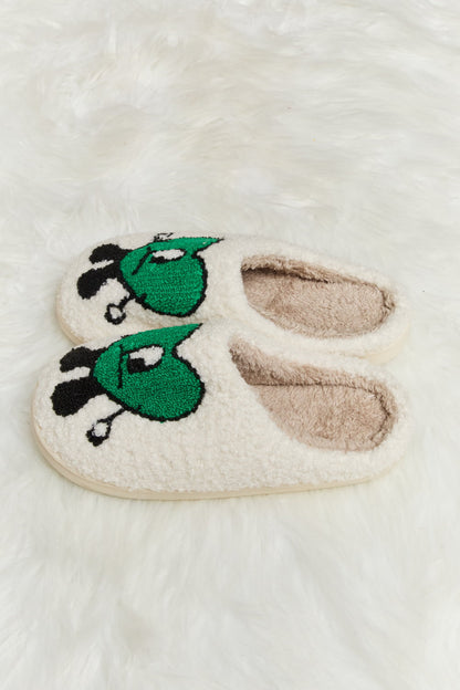 Love Heart Print Plush Slippers