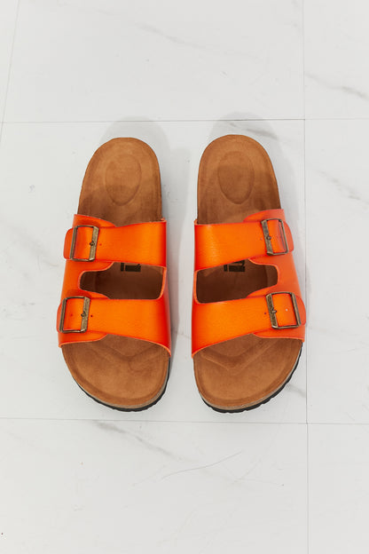 Feeling Alive Double Banded Slide Sandals in Orange