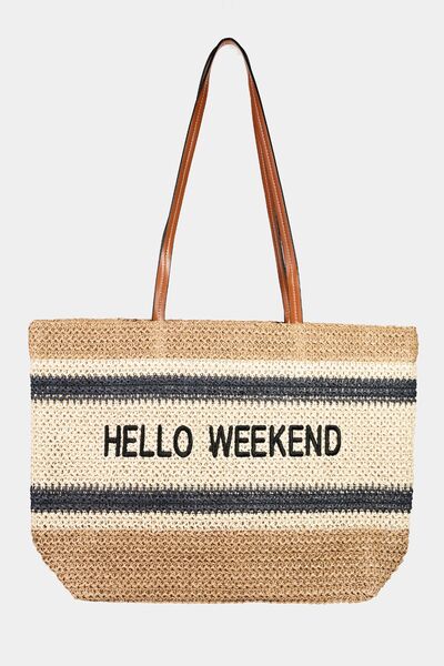 Letter Graphic Striped Tote Bag