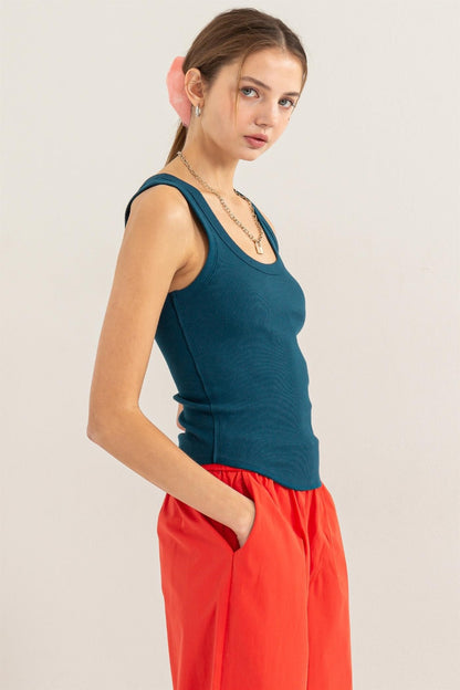 Ribbed Scoop Neck Racerback Tank