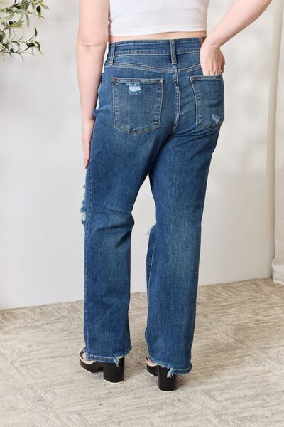 Judy Blue High Waist 90's Distressed Straight Jeans