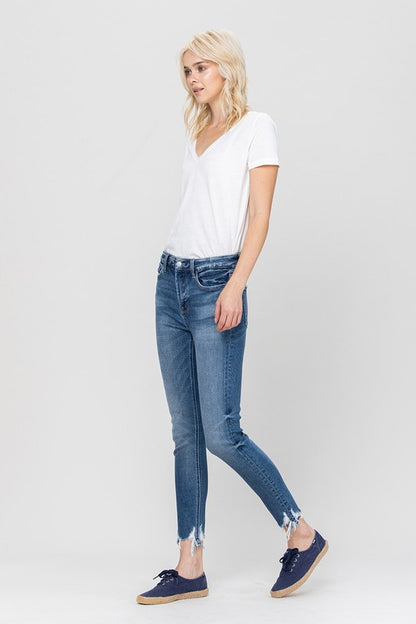 VERVET By Flying Monkey HIGH RISE ANKLE SKINNY HEM DETAILS