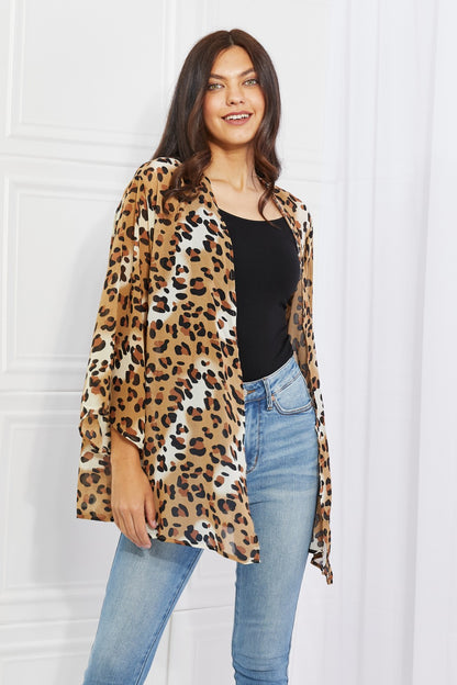 Wild Muse Animal Print Kimono in Camel