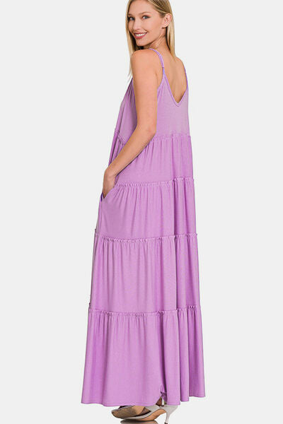 Frill Tiered V-Neck Maxi Cami Dress