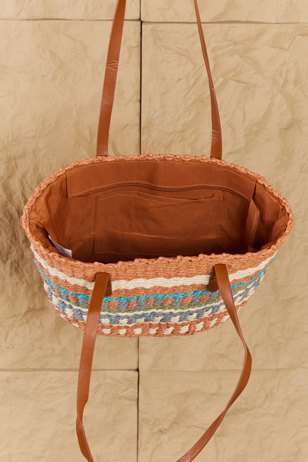 By The Sand Straw Braided Striped Tote Bag