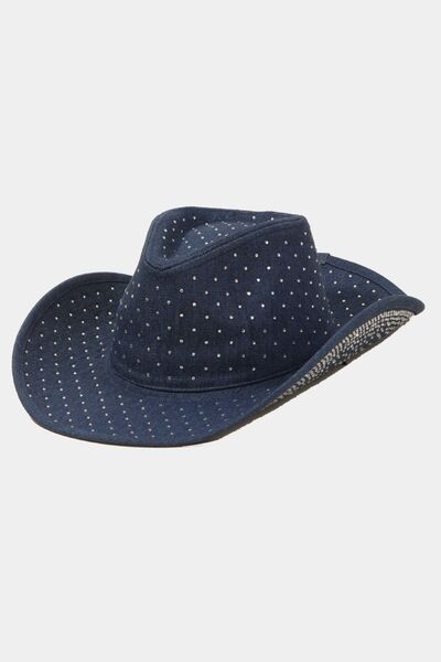 Rhinestone Wide Brim Denim Hat