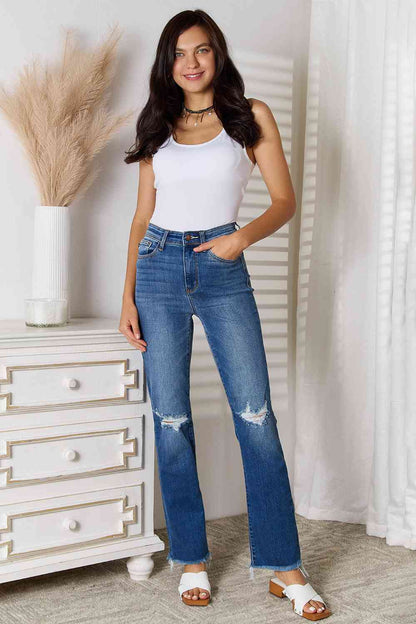 Judy Blue  Distressed Raw Hem Jeans