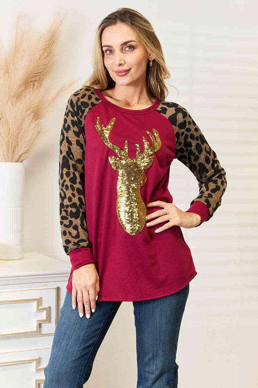 Animal Print Reindeer Top