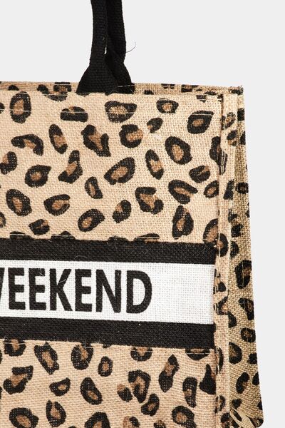 Letter Graphic Leopard Tote Bag