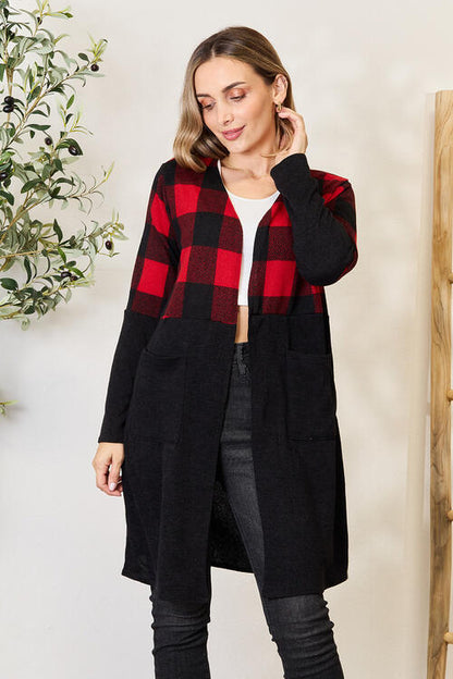 Plaid Open Front Cardigan