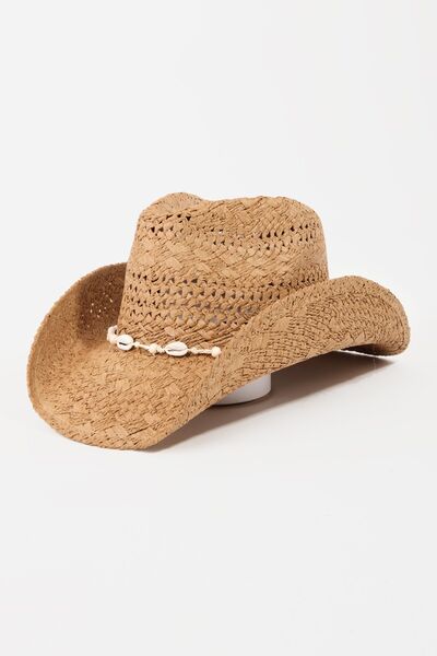 Openwork Shell Weave Straw Hat