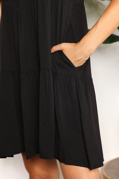 V-Neck Flounce Sleeve Tiered Dress