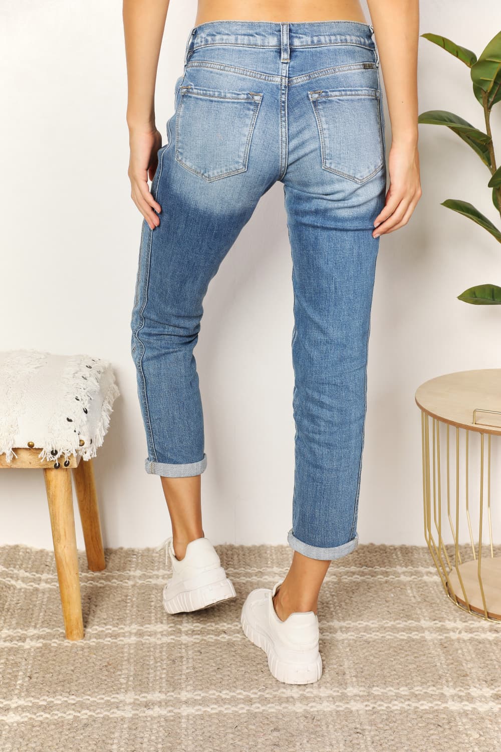 Kancan Mid Rise Slim Boyfriend Jeans