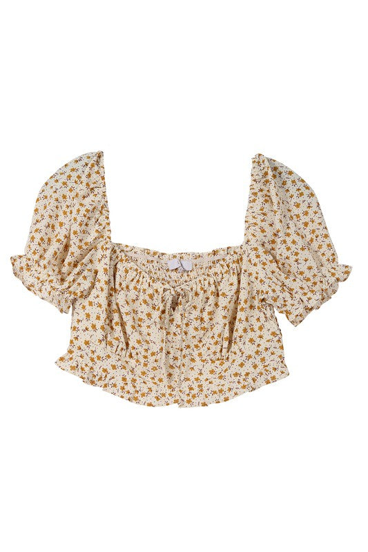 SS puff dressy crop top