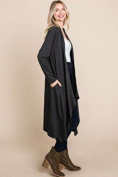 Open Front Longline Cover Up/Cardigan with Pockets