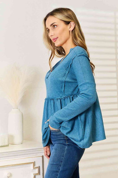 Frill Trim Babydoll Blouse