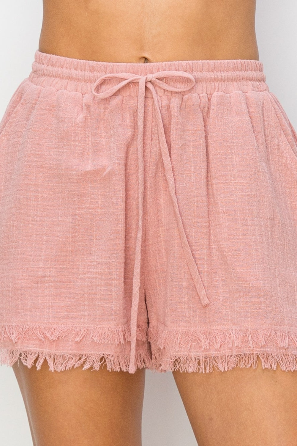 Drawstring Frayed Shorts