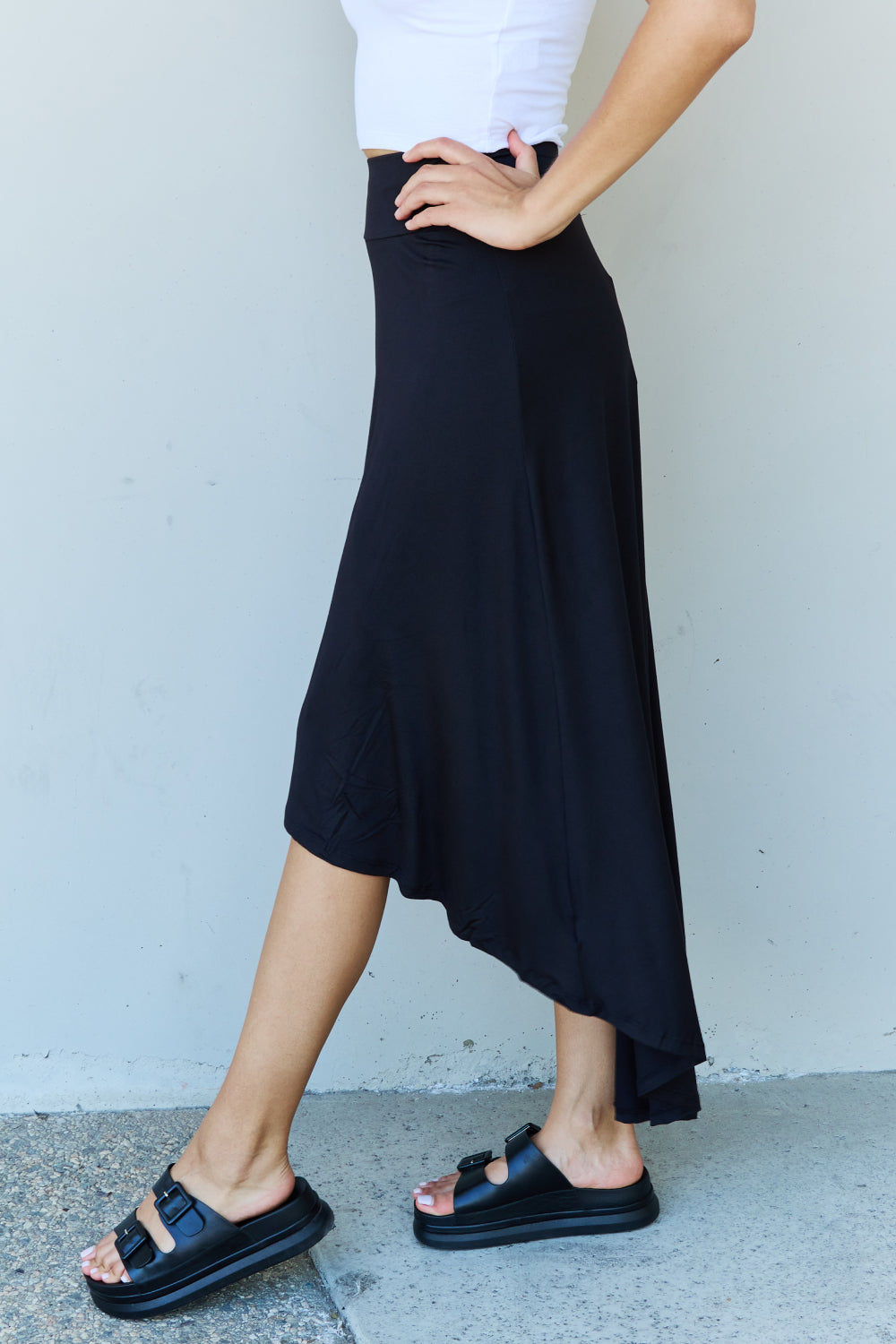 First Choice High Waisted Flare Maxi Skirt in Black