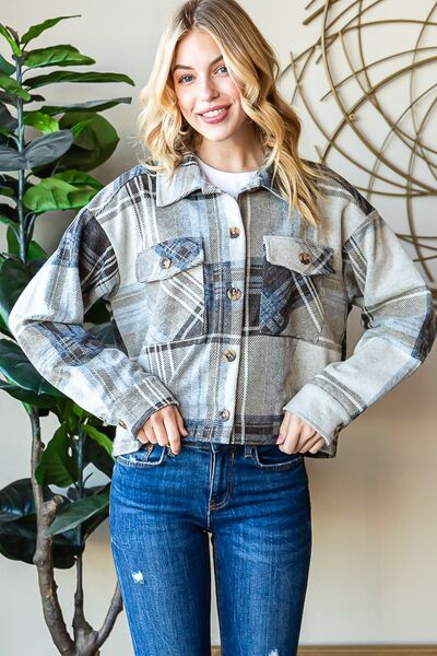 Plaid Button Up Long Sleeve Shacket