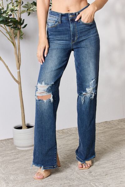 Judy Blue High Waist 90's Distressed Straight Jeans