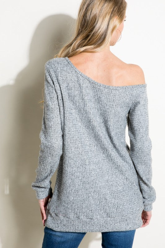 PLUS WAFFLE ONE SHOULDER TOP