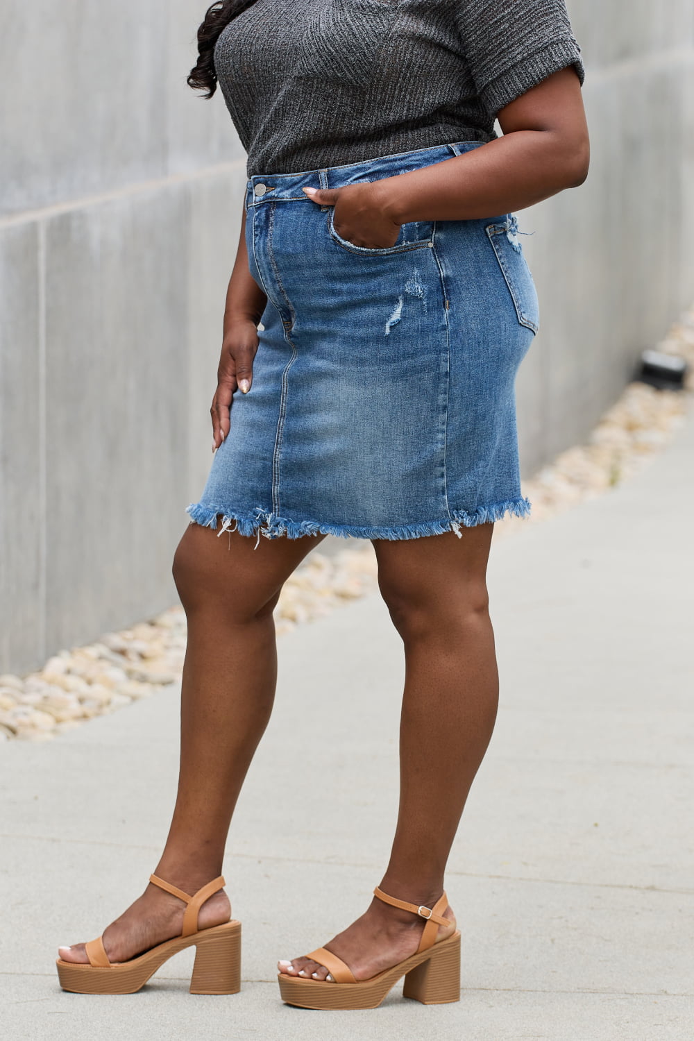 Risen Denim Mini Skirt