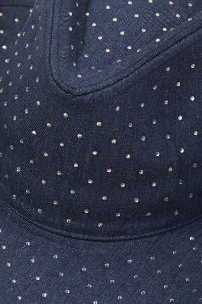 Rhinestone Wide Brim Denim Hat