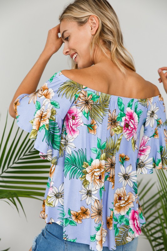 PLUS OFF SHOULDER RUFFLE SLEEVE TOP