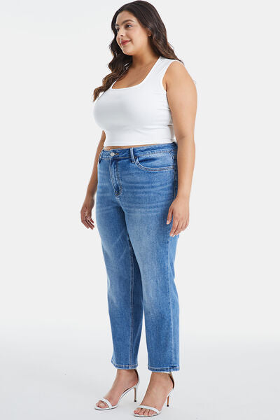 BAYEAS High Waist Raw Hem Straight Jeans