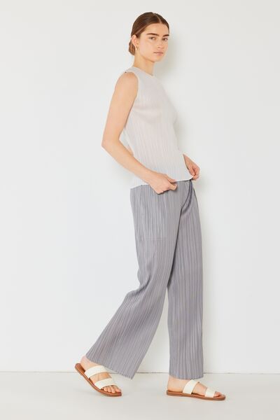 Pleated Elastic-Waist Straight Pants