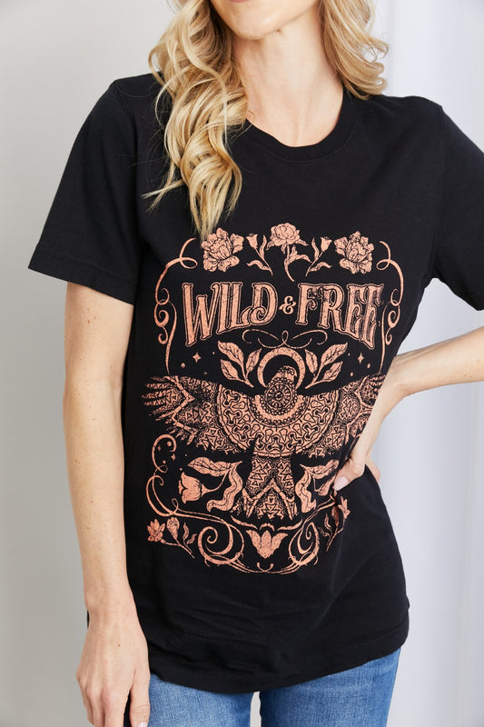 WILD FREE Graphic Round Neck Tee