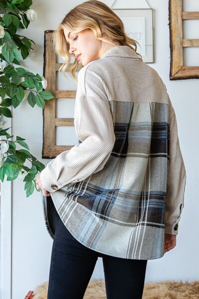 Plaid Button Up Long Sleeve Shacket