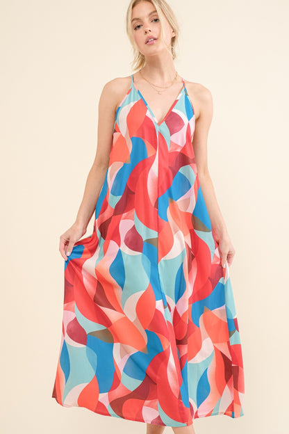 Printed Crisscross Back Cami Dress