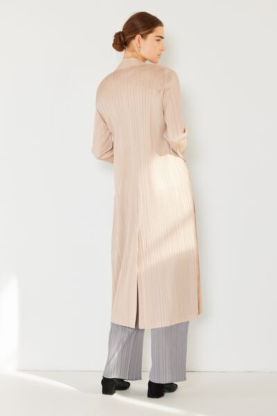 Pleated Long Sleeve Cardigan