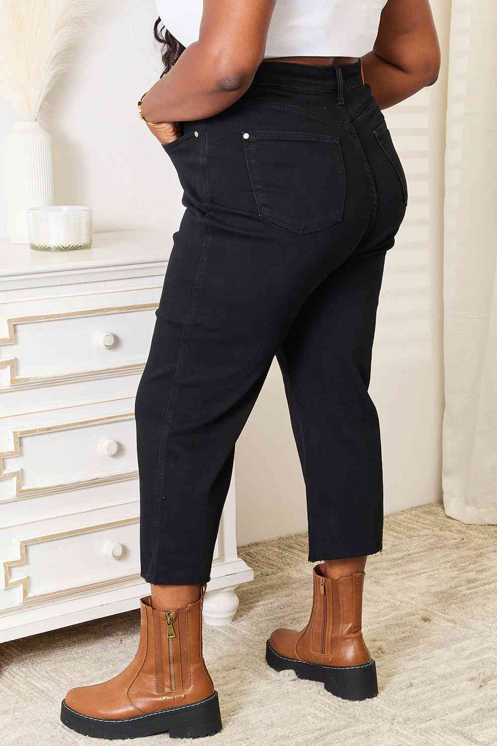 Judy Blue High Waist Wide Leg Cropped Jeans