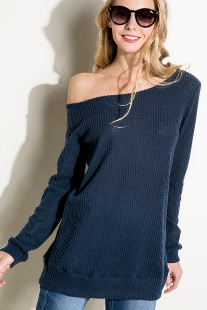 PLUS WAFFLE ONE SHOULDER TOP