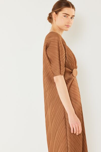 Pleated Dolman Sleeve Dress