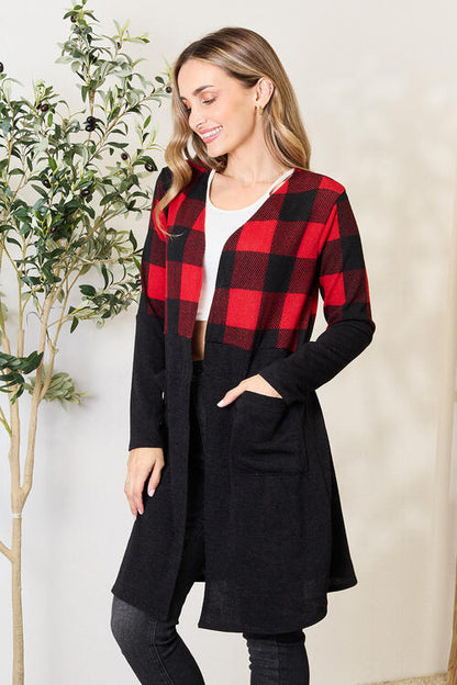 Plaid Open Front Cardigan