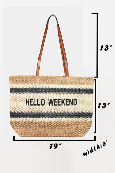 Letter Graphic Striped Tote Bag